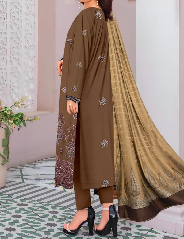 Unstitched Embroidered 3-Piece with Acrylic Shawl