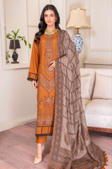 Unstitched Luxury Dhanak Embroidered 3-Piece with Pashmina Shawl