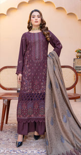 Unstitched Dhanak Embroidered 3-Piece with Wool Shawl